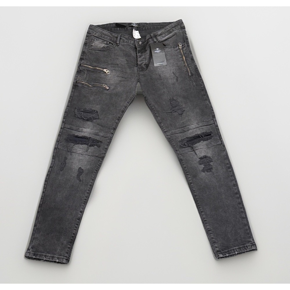 NWT Avenue George V Paris Skinny Jeans Distressed Zipper Size 36 GV109